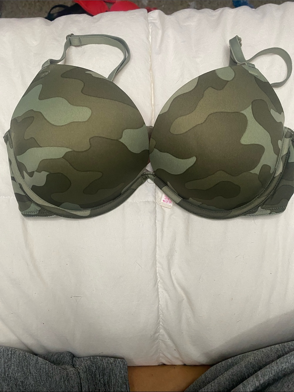 PINK Victoria's Secret Olive Green Camo Push-Up Bra